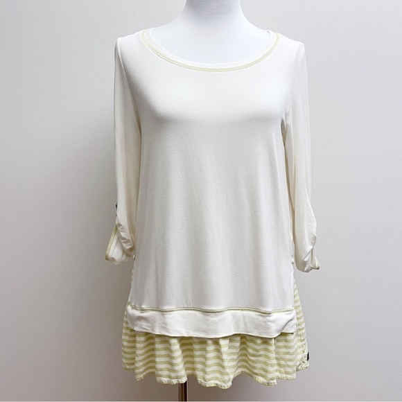 Matilda Jane Cream Ventriloquist Drop Hem Three Quarter sleeve Tunic Blouse Top - Picture 2 of 11